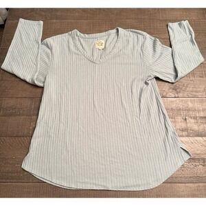 Chaser Women's Teal Waffle Knit Long Sleeve Tee Size‎ XXL